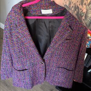 Vibrant Multicolor Tweed Blazer